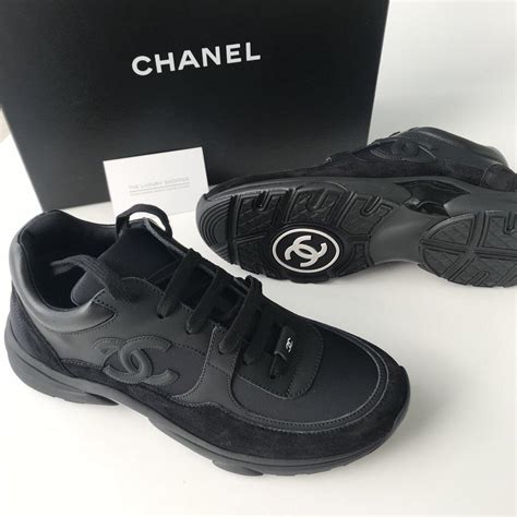 black chanel running sneakers